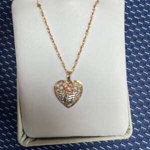 Gold and Silver Heart Pendant Necklace